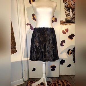 Black Faux-Feather Mini-Skirt